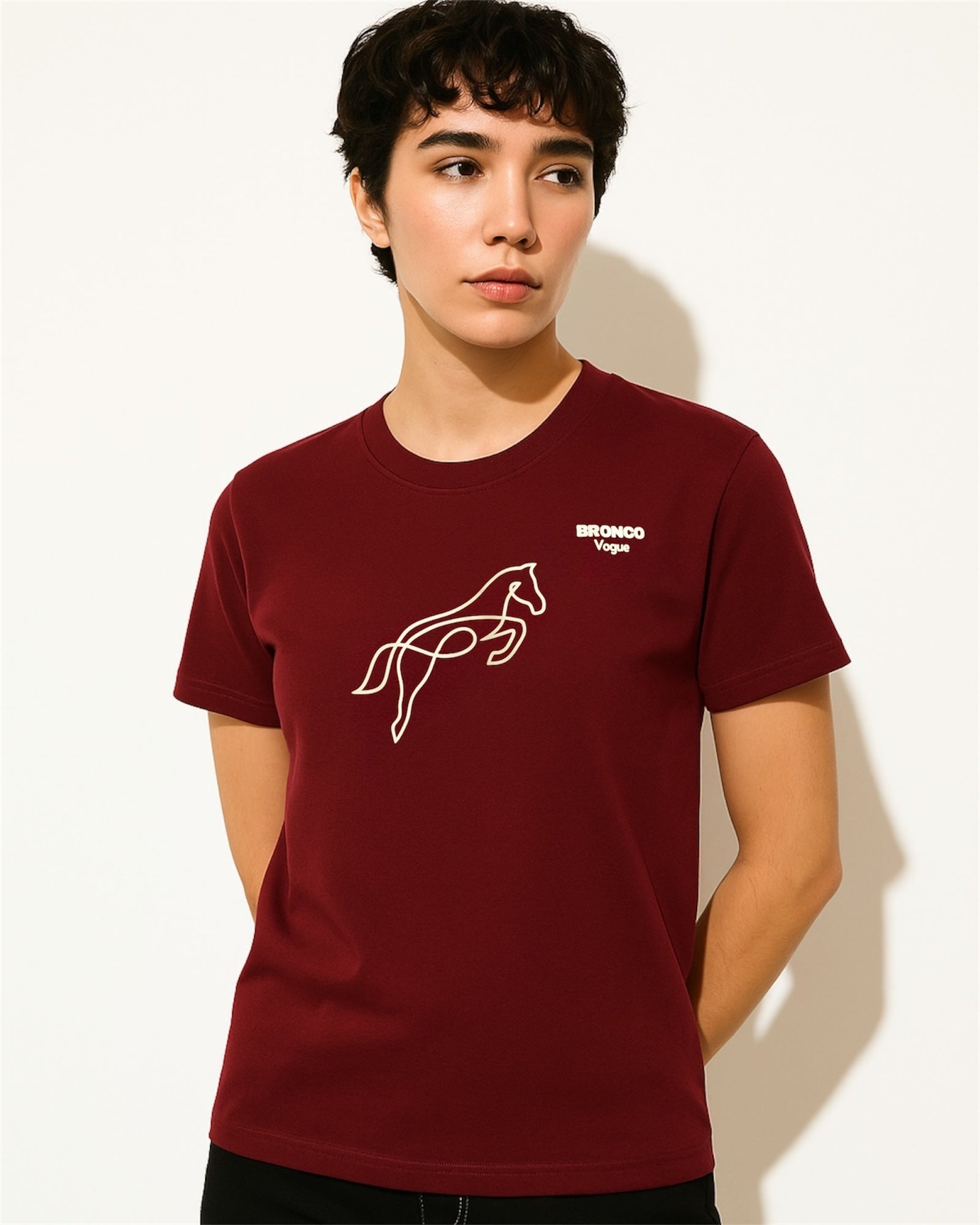 BV - Super Soft Cotton Tee Dark Red - Bronco Vogue