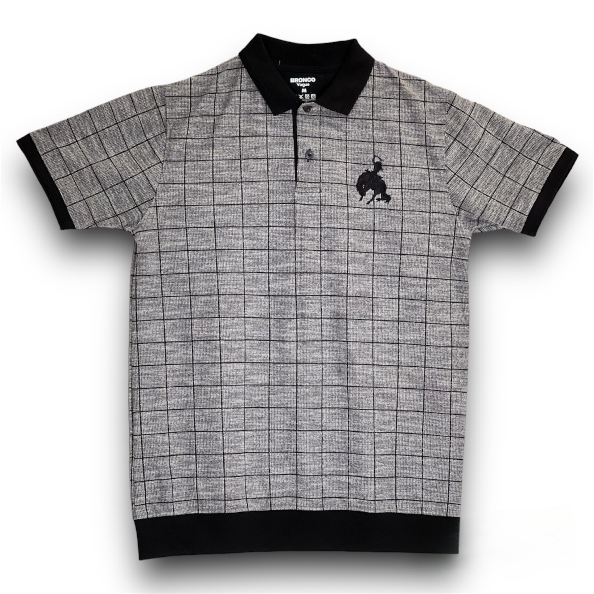 BV - Black/Grey checked POLO shirt - Bronco Vogue