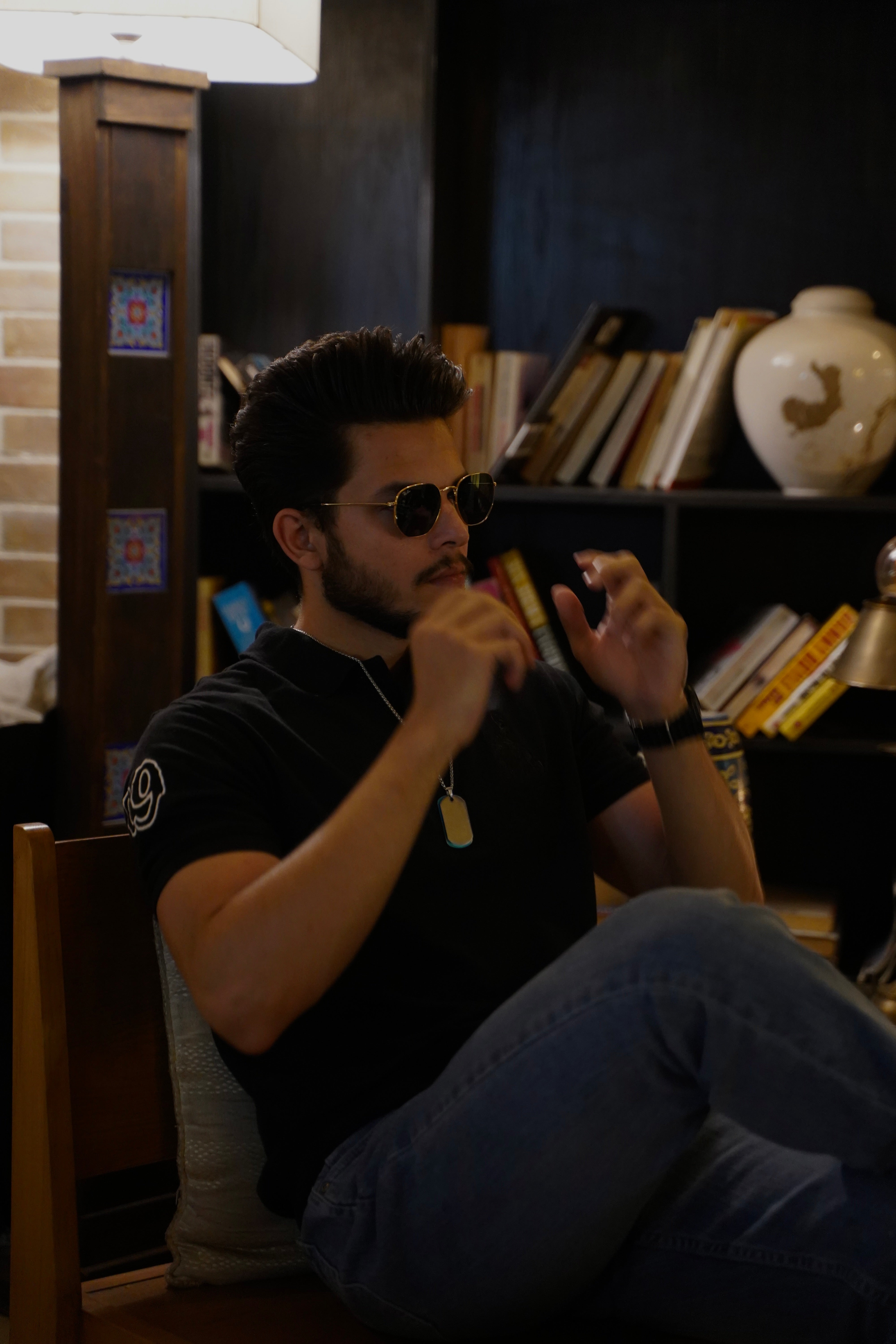 BV - Black POLO shirt with Black Logo - Bronco Vogue