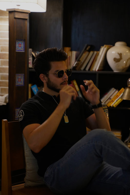 BV - Black POLO shirt with Black Logo - Bronco Vogue